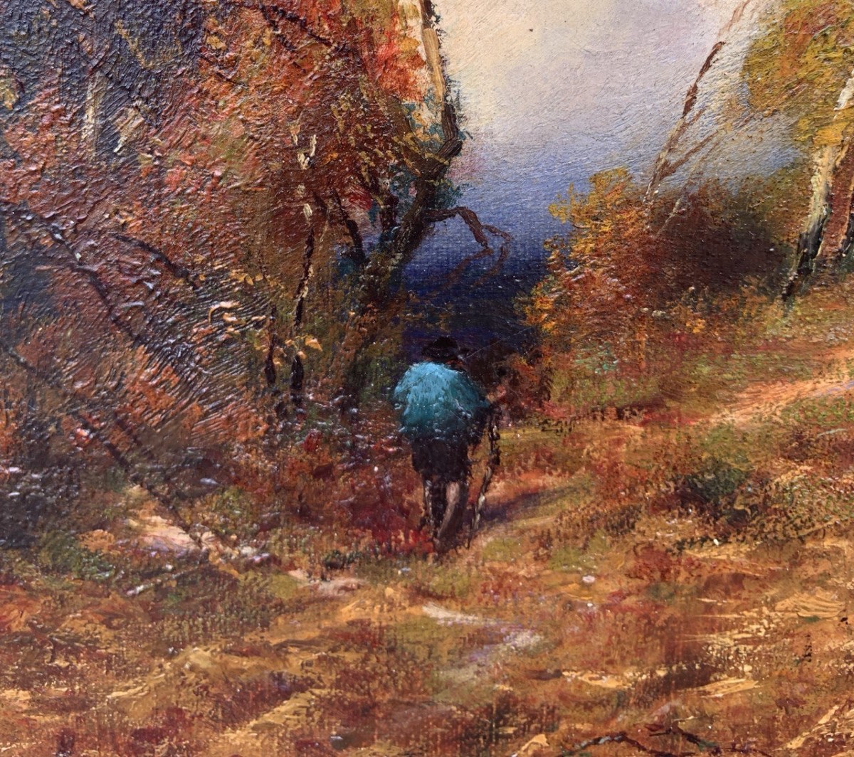 Pittore europeo (fine XIX sec.) - Paesaggio con bosco e sentiero.-photo-1