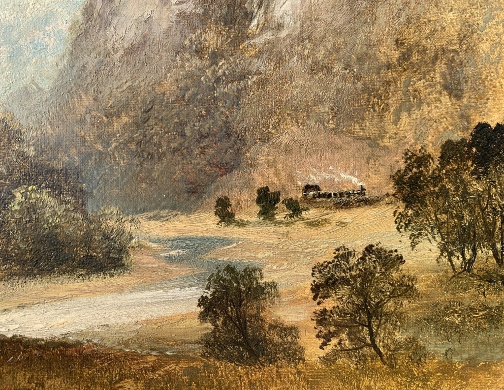 Pittore inglese (XIX sec.) - Camminata lungo il sentiero.-photo-2