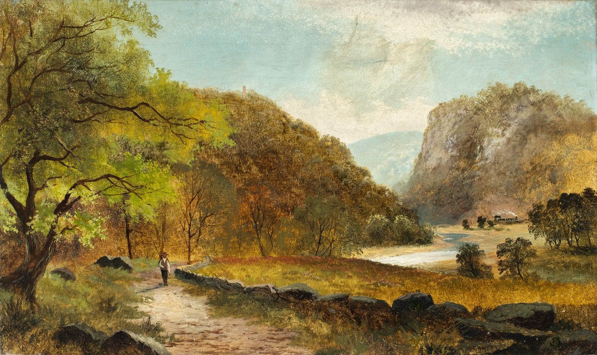Pittore inglese (XIX sec.) - Camminata lungo il sentiero.