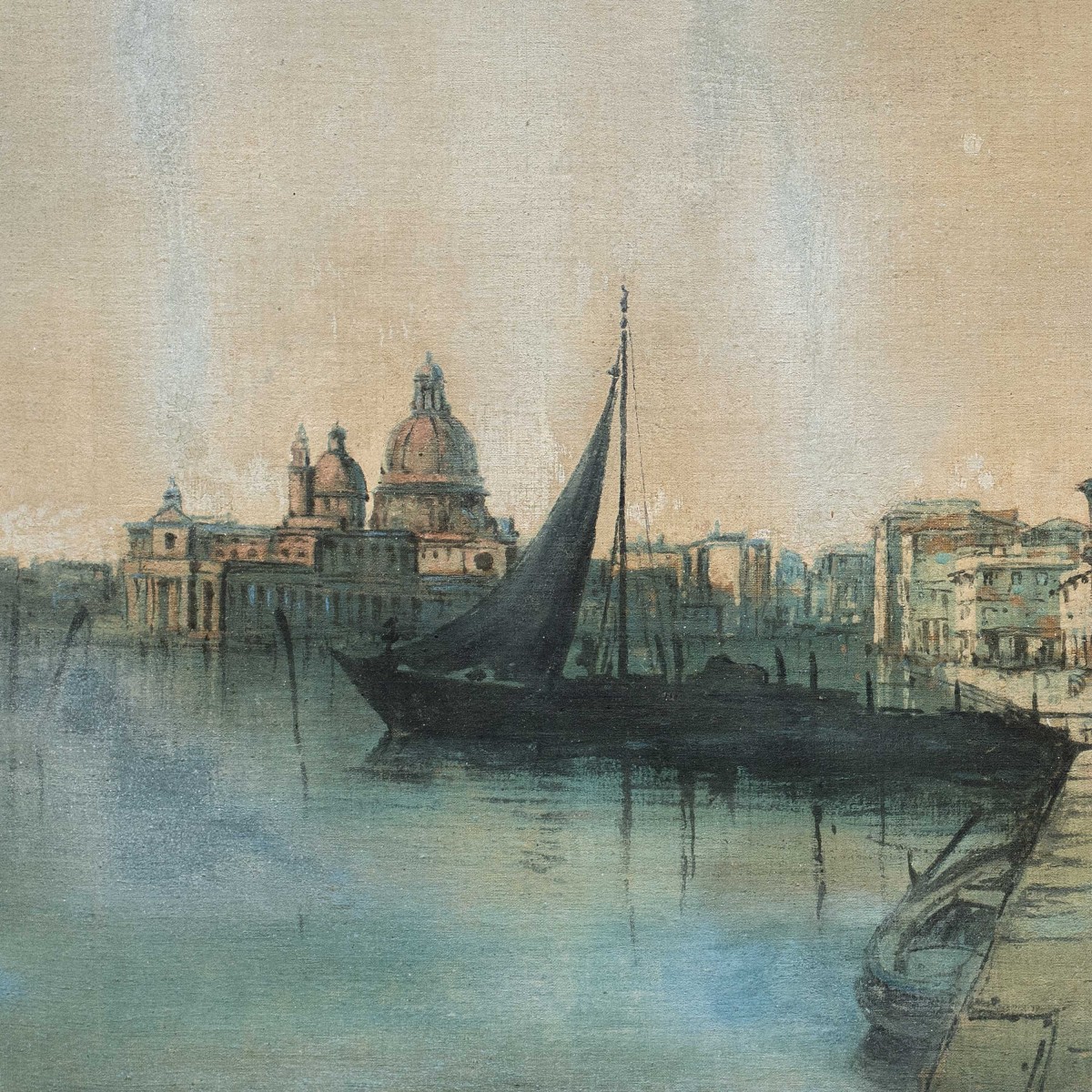 Pittore veneziano (XIX sec.) - Venezia, veduta dalla Riva degli Schiavoni.-photo-2