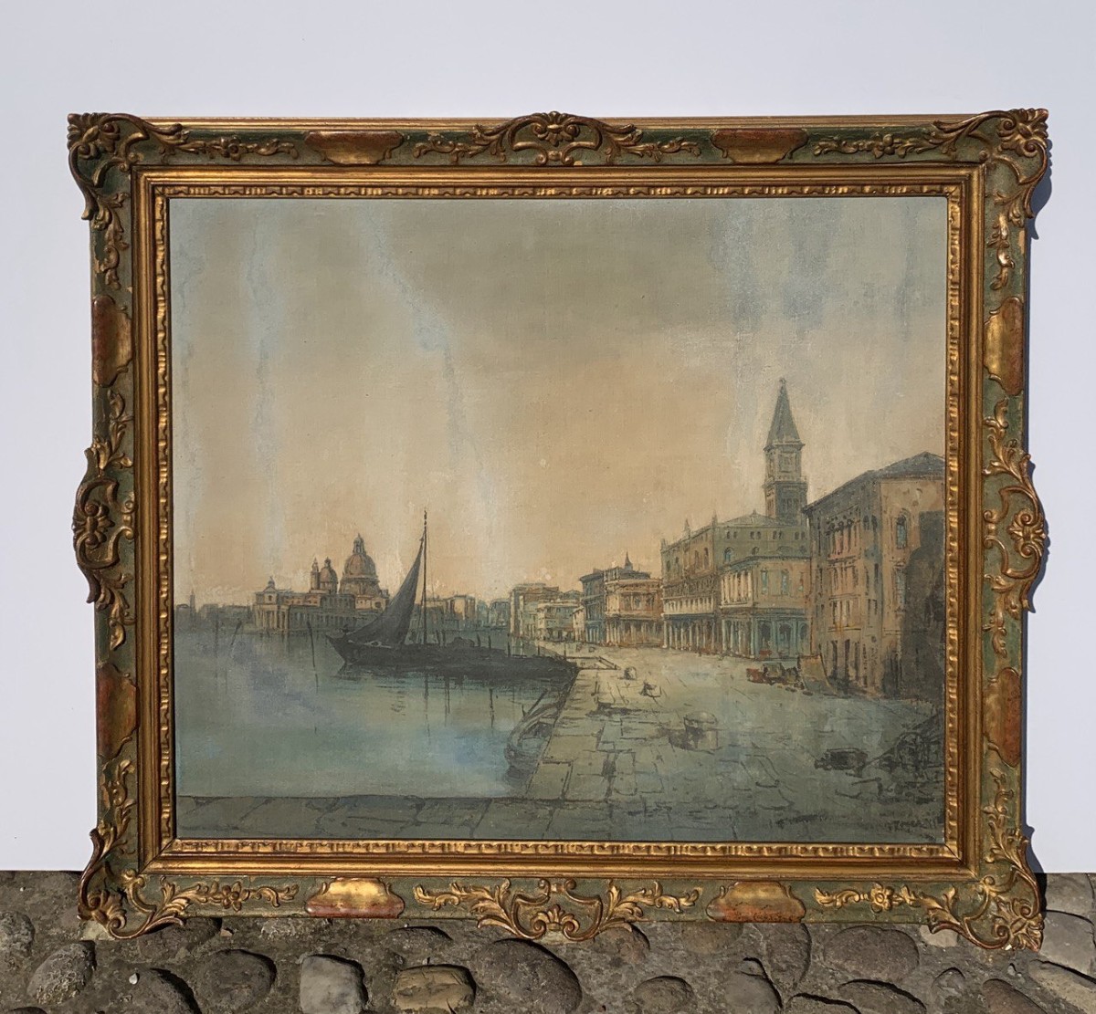 Pittore veneziano (XIX sec.) - Venezia, veduta dalla Riva degli Schiavoni.-photo-4
