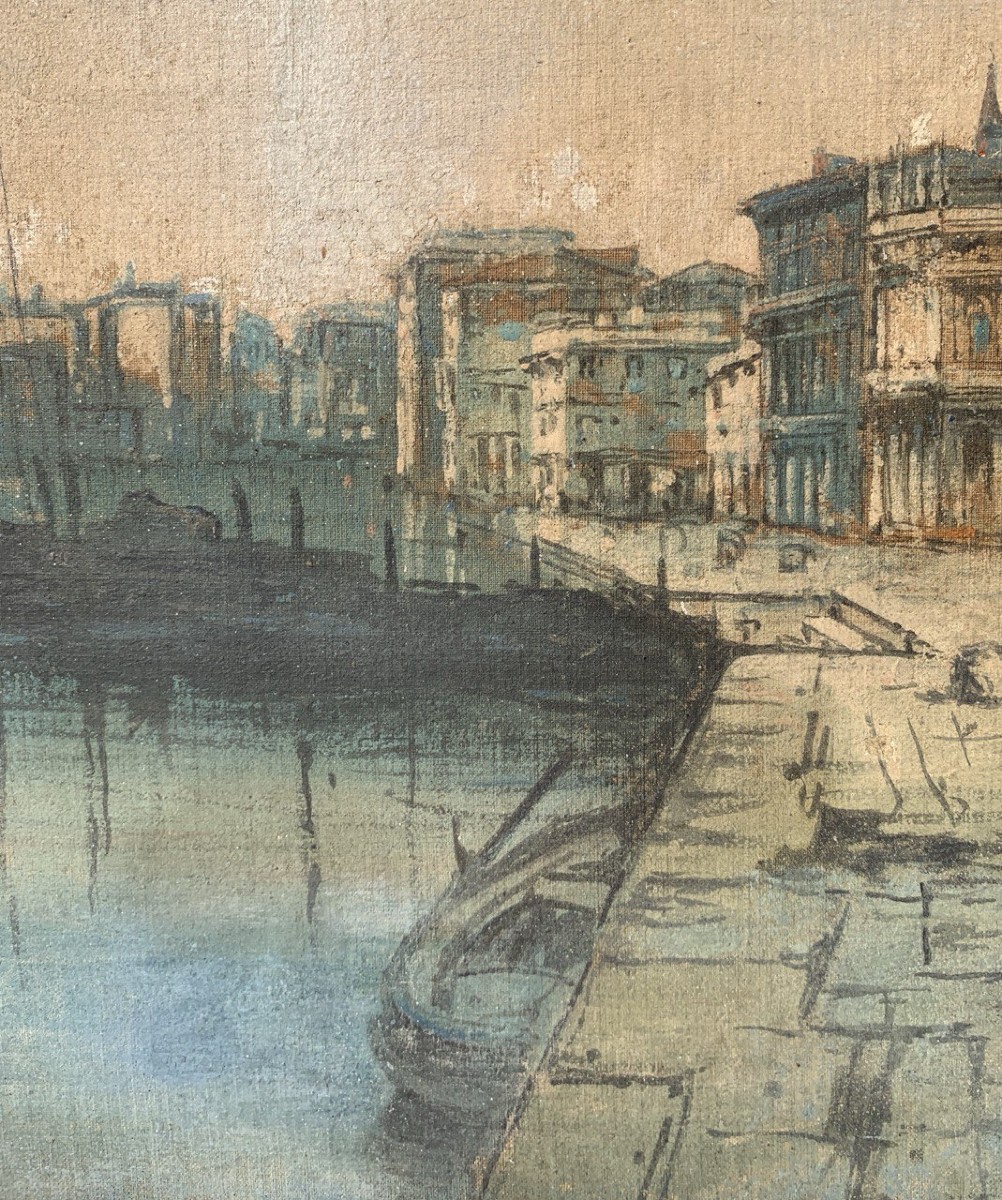 Pittore veneziano (XIX sec.) - Venezia, veduta dalla Riva degli Schiavoni.-photo-2
