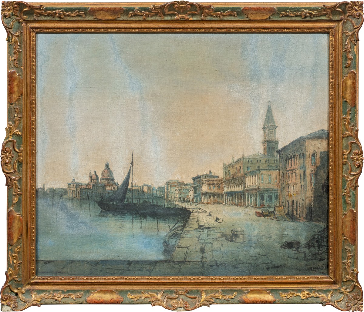 Pittore veneziano (XIX sec.) - Venezia, veduta dalla Riva degli Schiavoni.