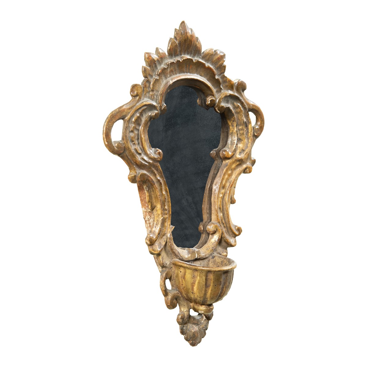Acquasantiera in legno dorato. Italia, XVIII secolo.-photo-2
