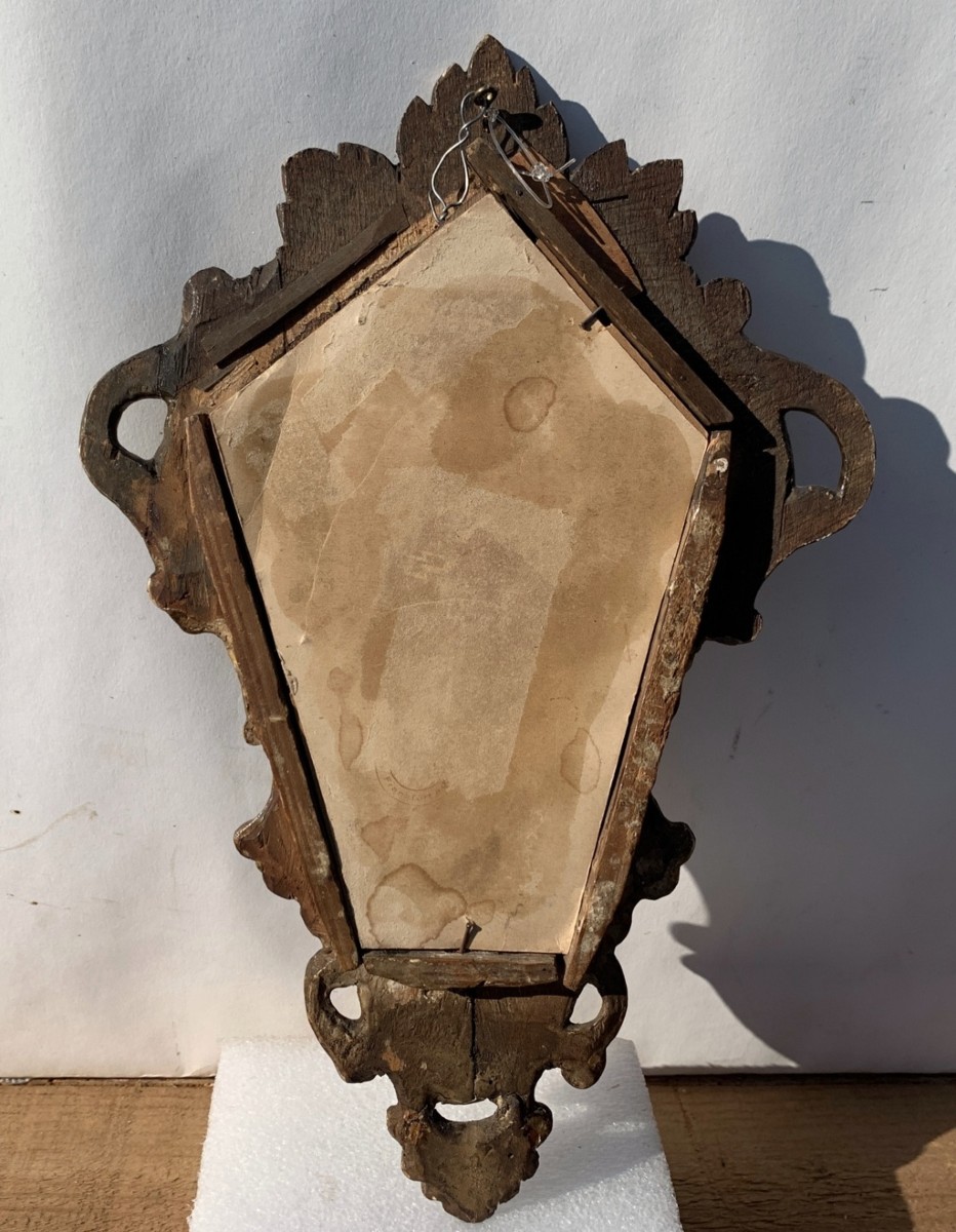 Acquasantiera in legno dorato. Italia, XVIII secolo.-photo-2