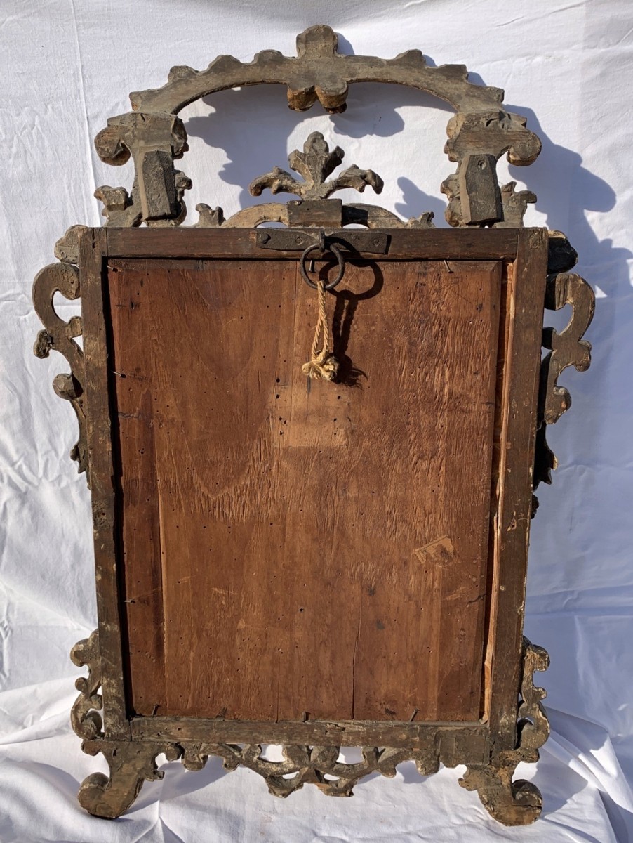 Specchiera in legno intagliato e dorato. Italia, XVIII secolo.-photo-1