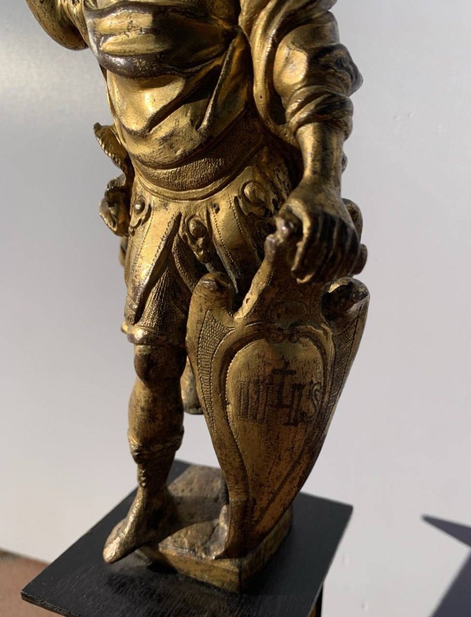 Scultura in bronzo dorato - Marte, dio della Guerra. Roma, XVII secolo. -photo-2