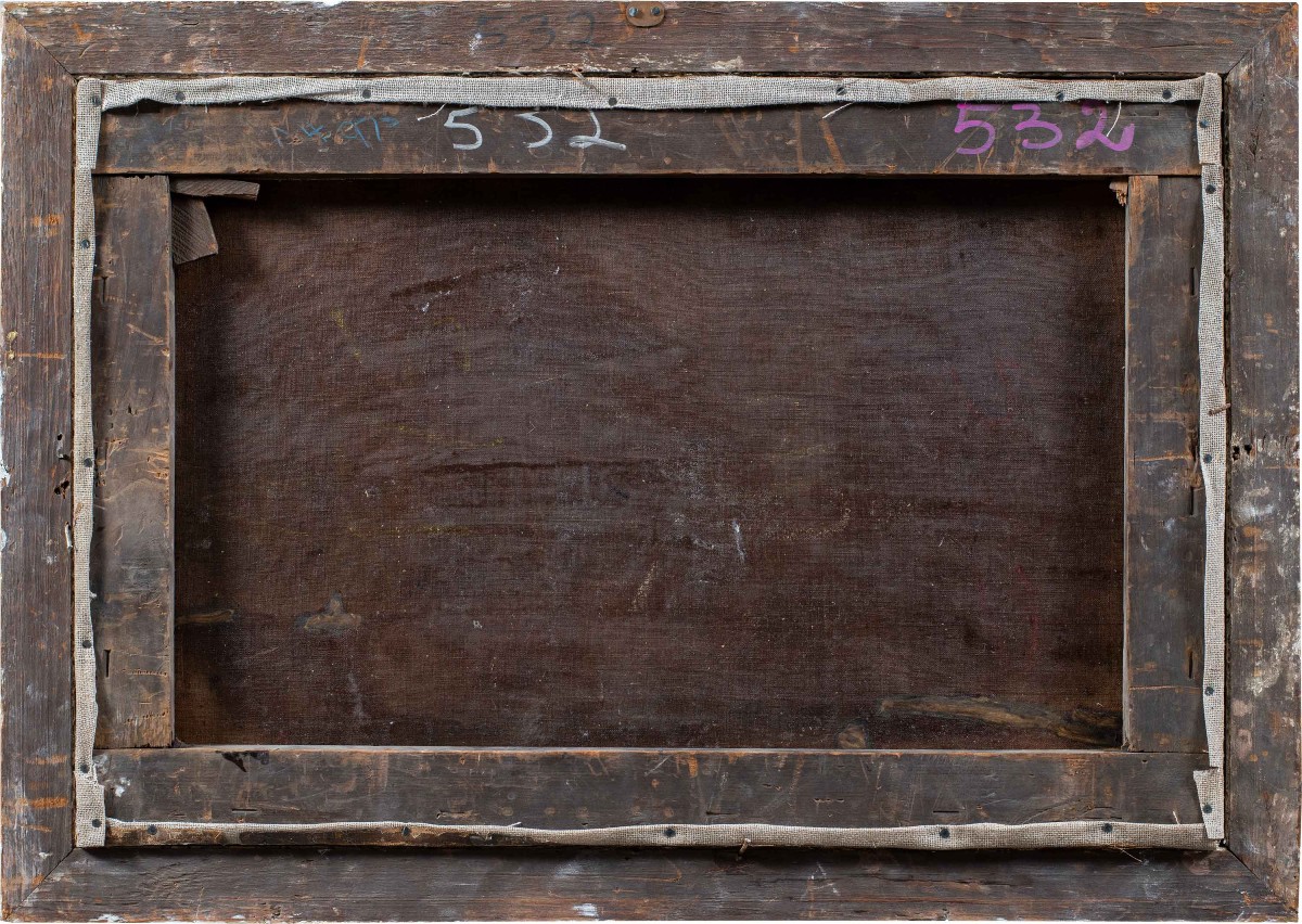 Pittore inglese (fine XIX sec.) - Paesaggio fluviale con barca.-photo-3