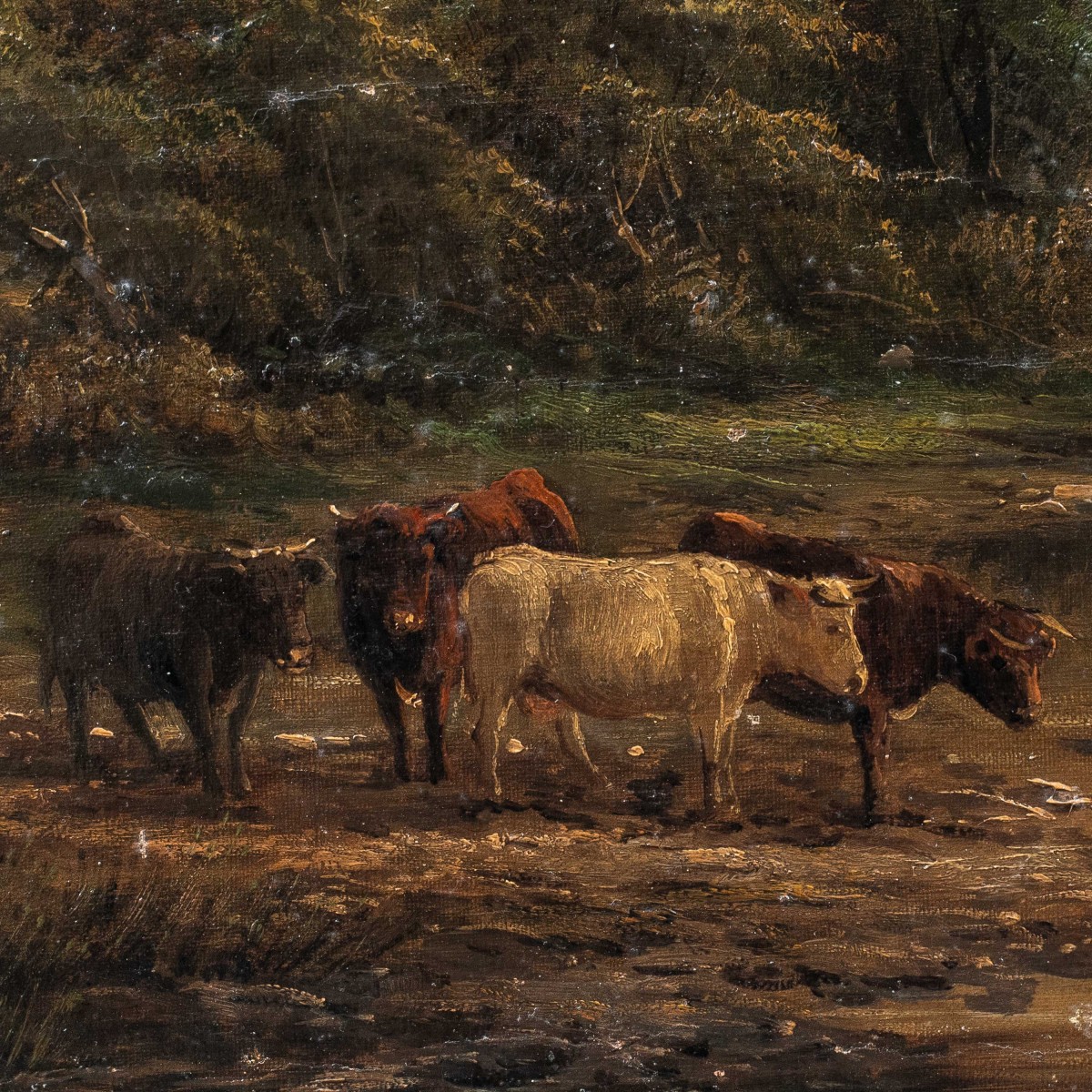 Pittore delle Highlands (fine XIX sec.) - Bestiame delle Highlands al lago.-photo-2