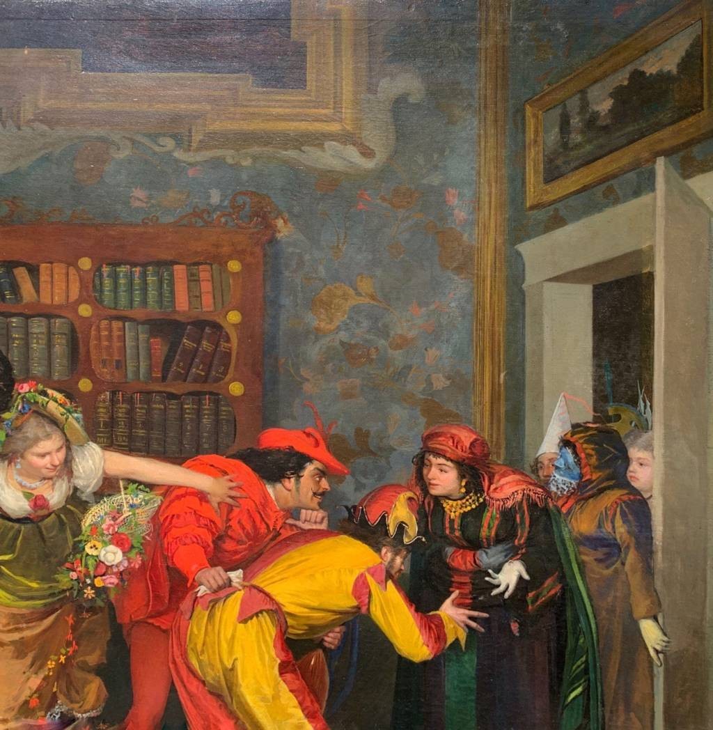 Vincenzo Colleoni (Attivo a Venezia nella seconda metà del XIX sec.) - Scena di interno .-photo-2