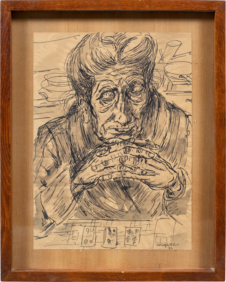 Giuseppe Migneco (Messina 1903 - Milano 1997) - La cartomante. 