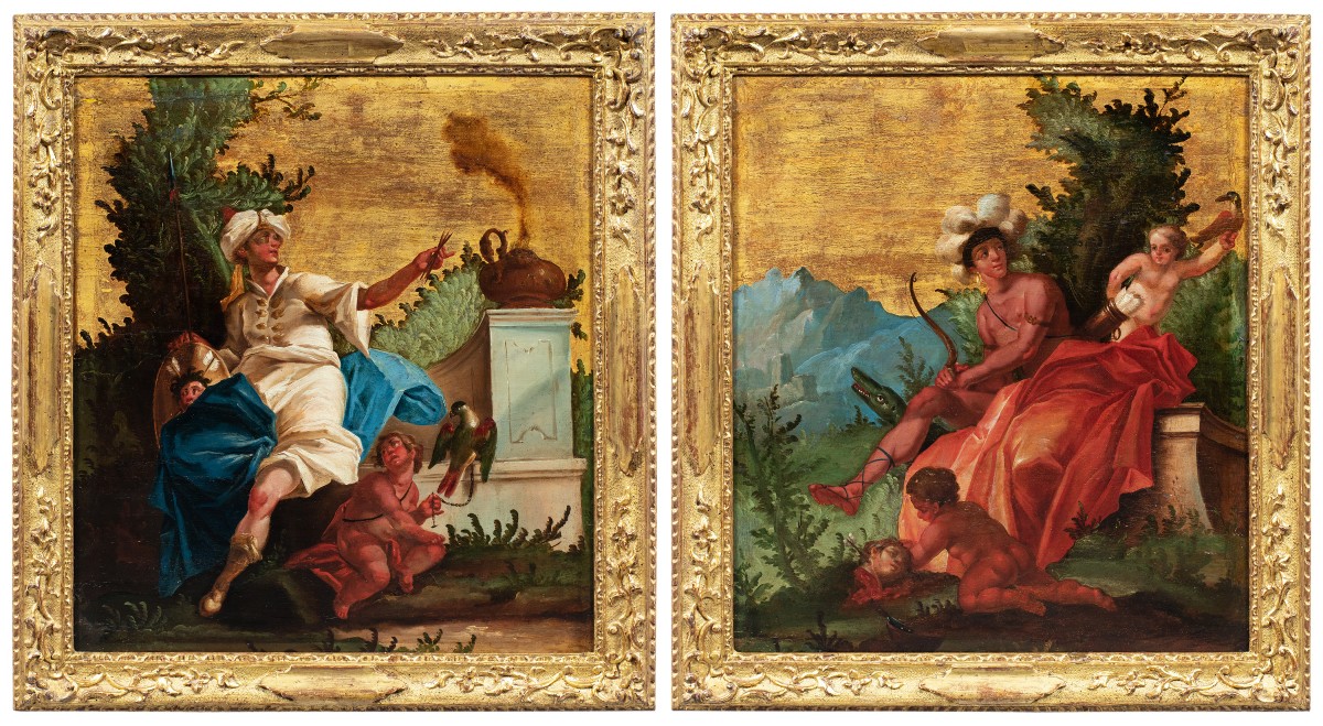 Pittore veneziano (XVIII sec.) - Allegoria dell’Asia e Allegoria dell’America.