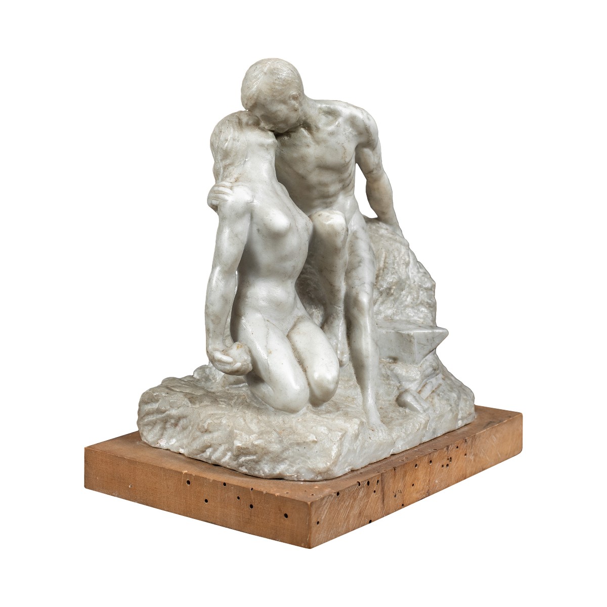 Scultura in marmo bianco - Il bacio. XIX secolo.-photo-2