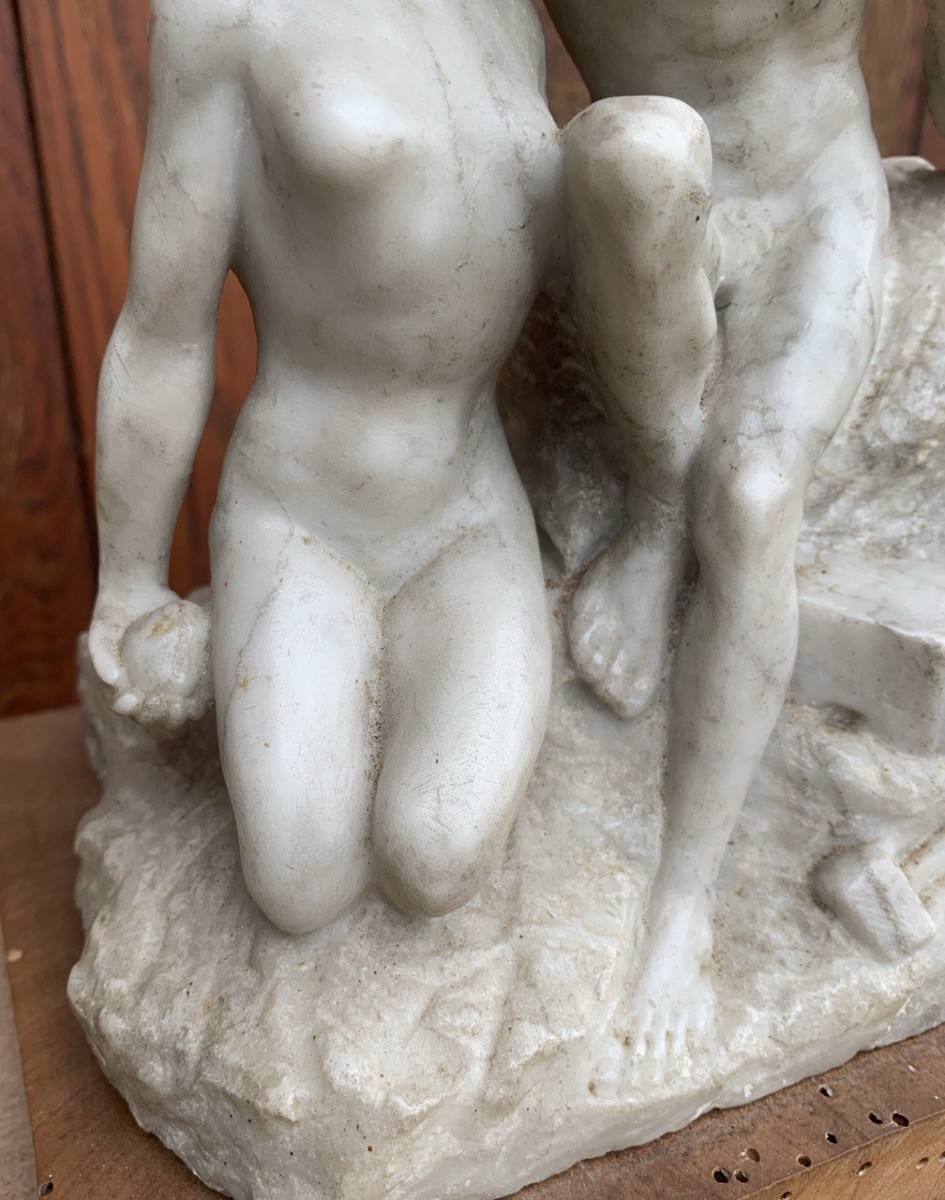 Scultura in marmo bianco - Il bacio. XIX secolo.-photo-1