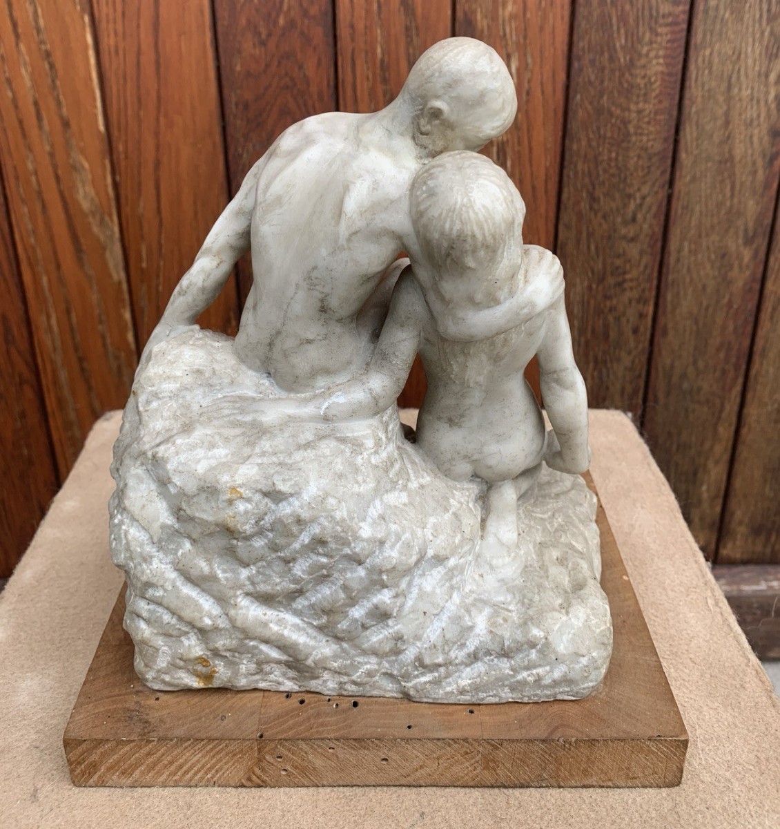 Scultura in marmo bianco - Il bacio. XIX secolo.-photo-2