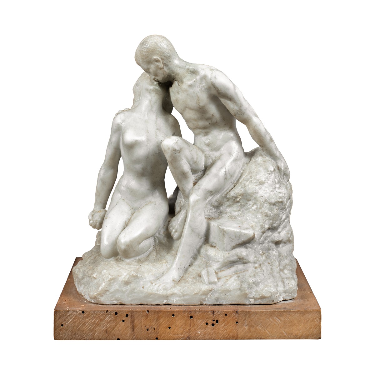 Scultura in marmo bianco - Il bacio. XIX secolo.