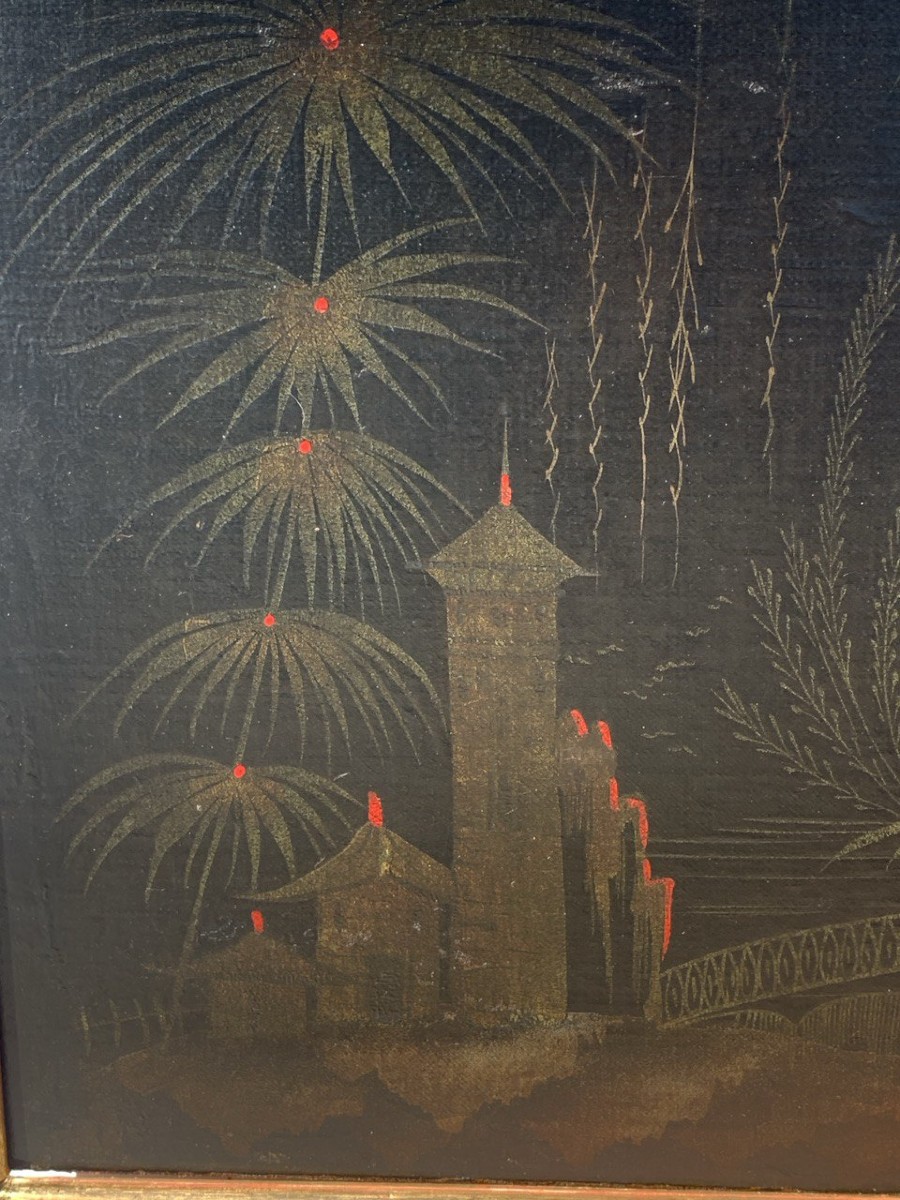 Pittore cinese (XVIII secolo) - Scena orientale con barca al fiume.-photo-2