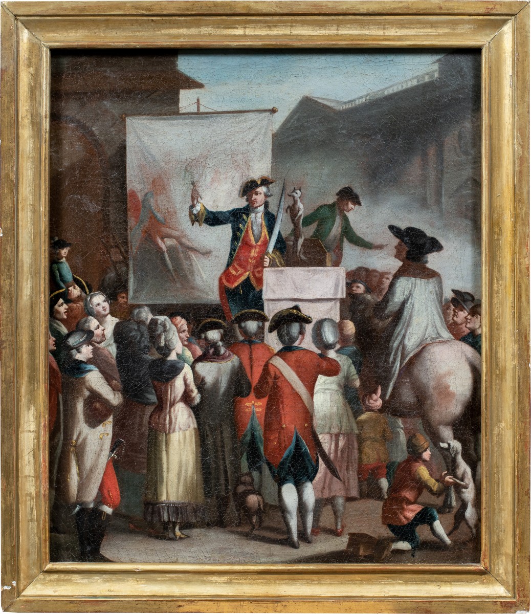 Pittore italiano (XVIII sec.) - Teatro di strada.
