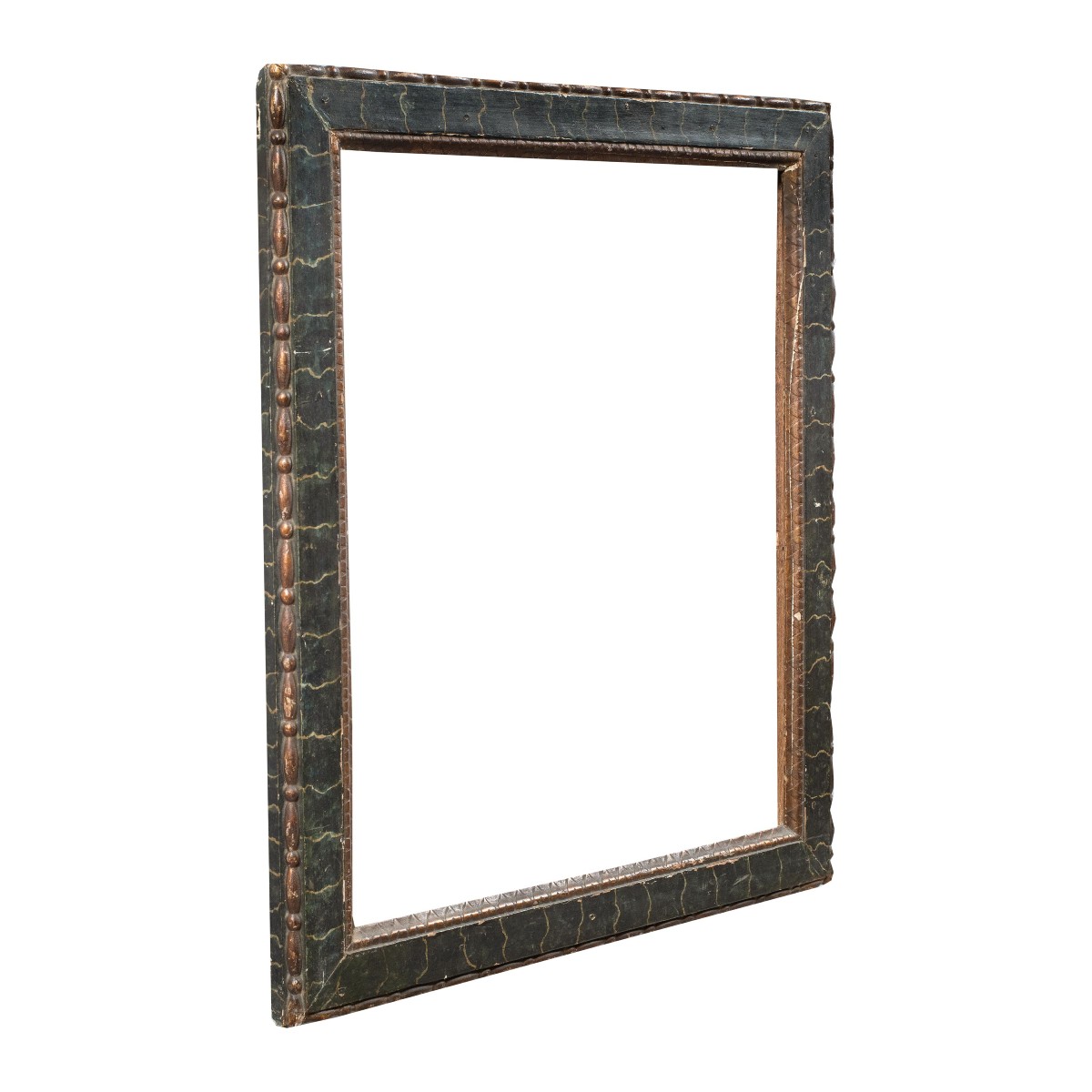 Cornice in legno intagliato, laccato e dipinto a finto marmo. Italia, XVIII secolo.