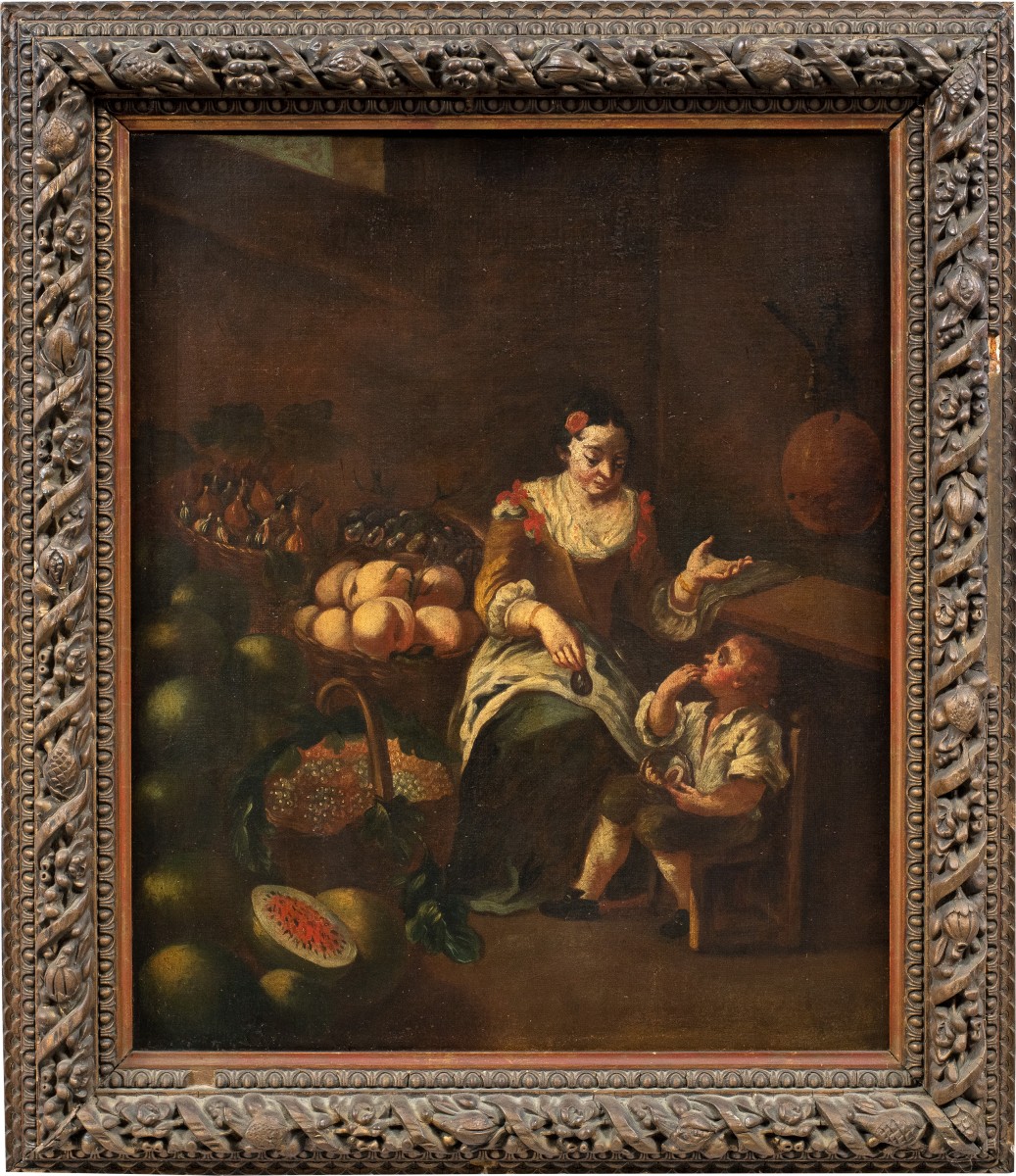 Pittore italiano (XVIII sec.) - La venditrice di frutta.