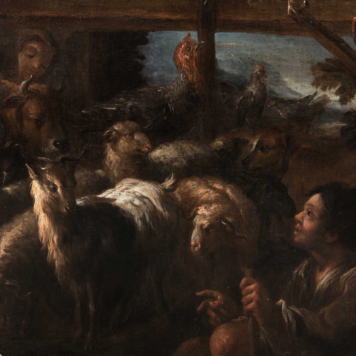 Felice Boselli (Piacenza 1650 - Parma 1732) - Pastore con gregge e selvaggina.-photo-3