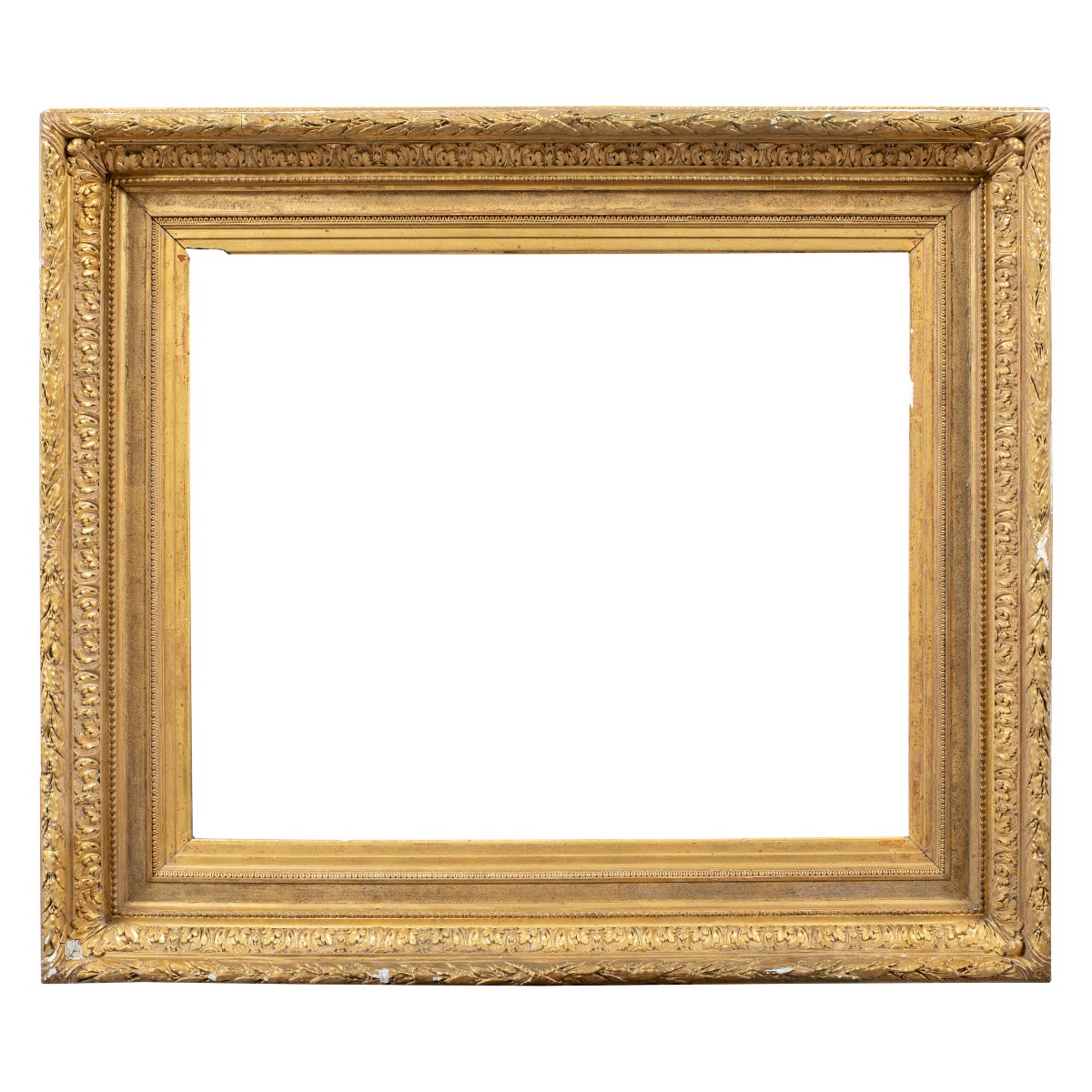 Cornice in legno intagliato e dorato con rilievi in pastiglia. Italia, fine XIX secolo.-photo-2