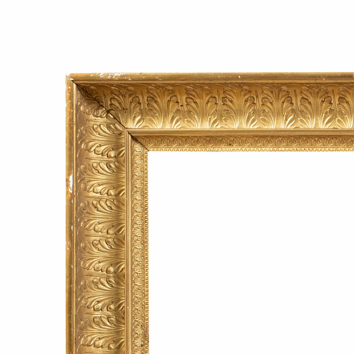 Cornice neoclassica in legno intagliato e dorato. Toscana, inizi XIX secolo.-photo-3