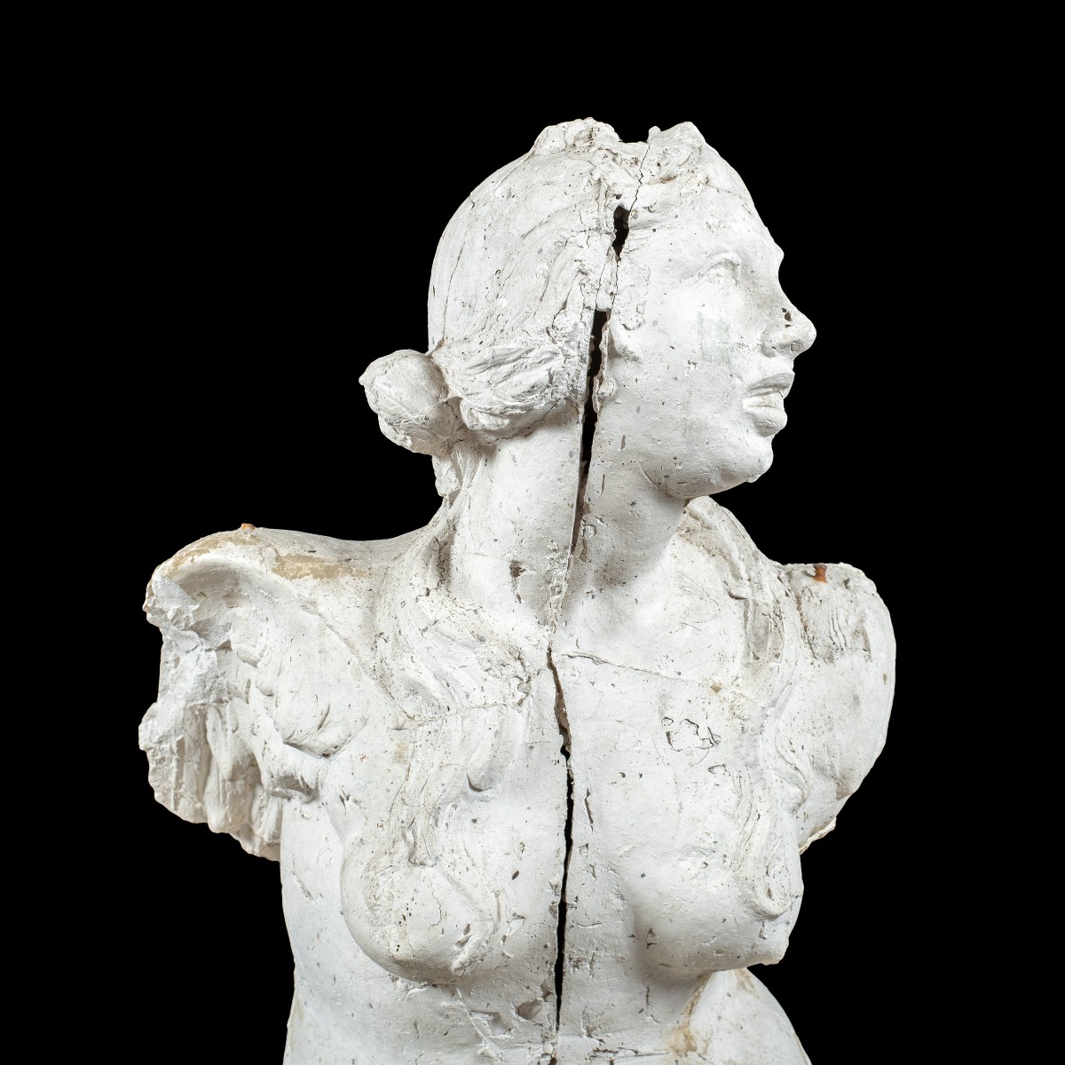 Coppia di sculture in scagliola - Sirene alate bicaudate. Italia, XVII secolo.-photo-3