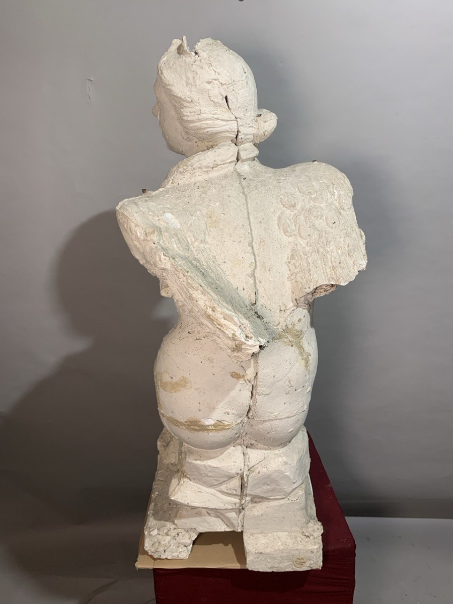 Coppia di sculture in scagliola - Sirene alate bicaudate. Italia, XVII secolo.-photo-2