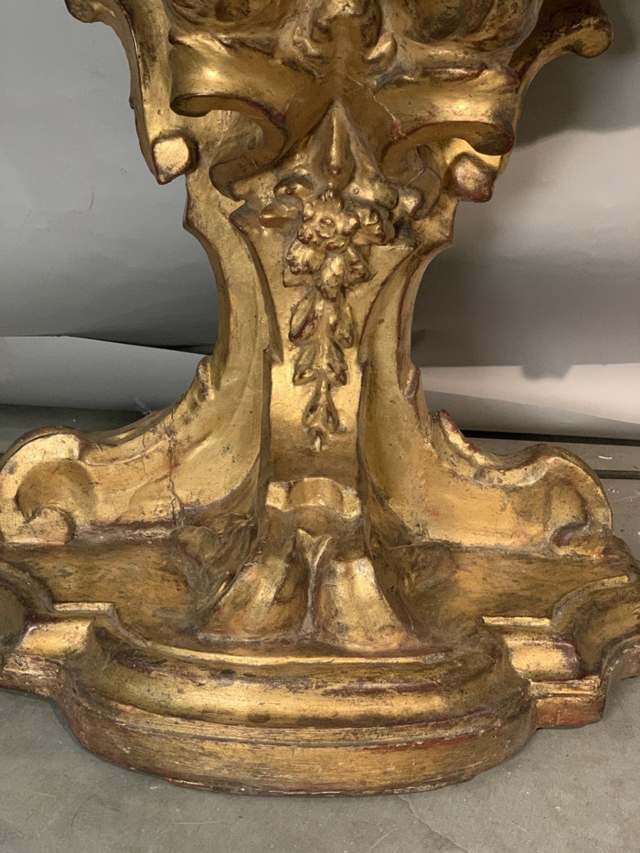 Consolle in legno intagliato e dorato. Firenze, XVIII secolo.-photo-3