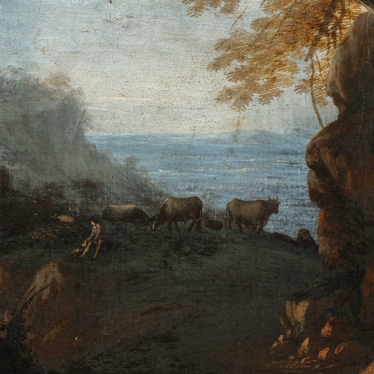 Alessio de Marchis (Napoli 1684 - Perugia o Urbino 1752) cerchia di - Paesaggio arcadico con pa-photo-2