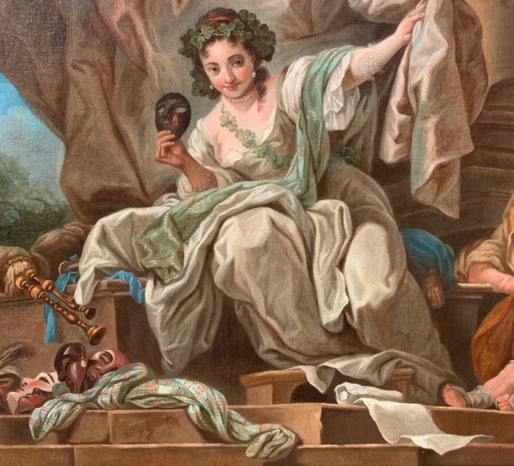 Charles-André van Loo (Nizza 1705 - Parigi 1765) attr. a - Allegoria della Commedia.-photo-2