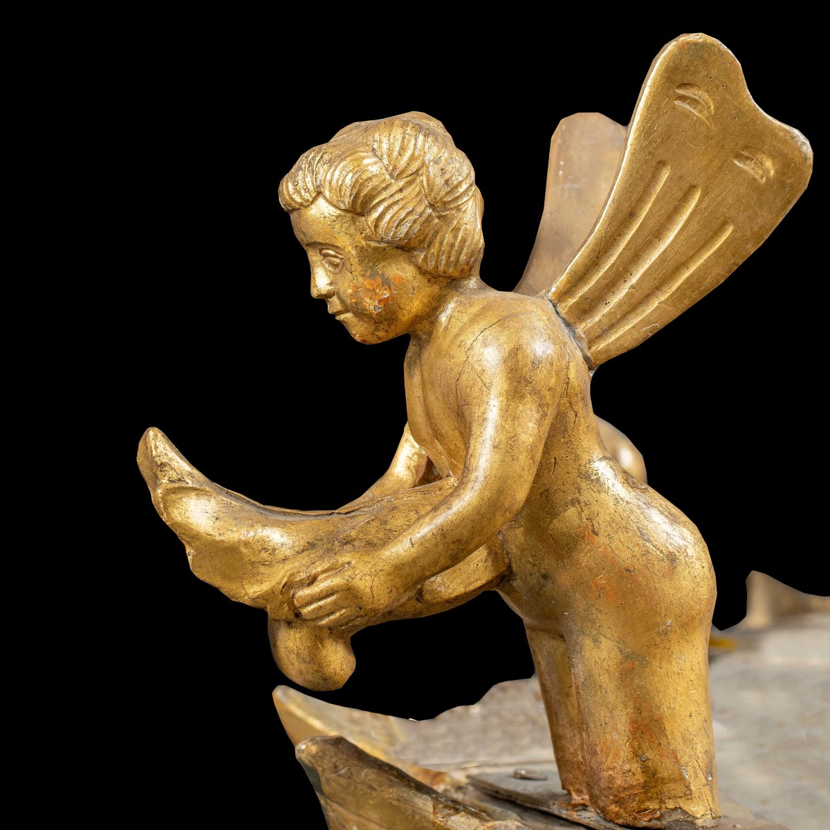 Lampadario a dieci luci in legno intagliato, dorato e dipinto. Vienna, inizi XIX secolo.-photo-2