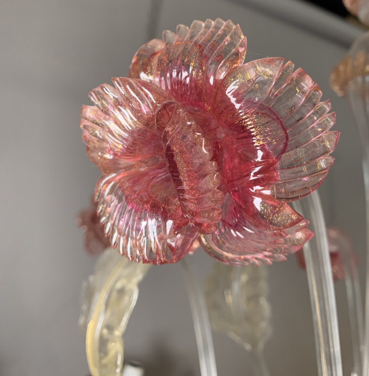 Lampadario a otto luci in vetro soffiato di Murano. Italia, inizi XX secolo.-photo-1