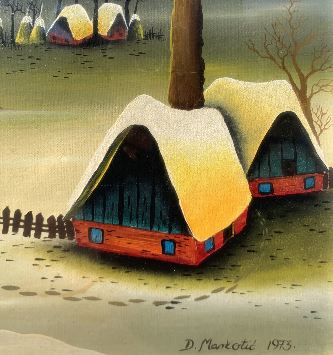 Duska Markotić (Croazia, XX sec.) - Paesaggio invernale.-photo-1