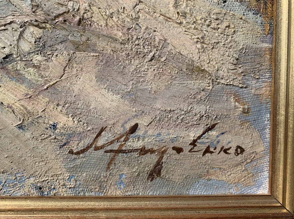 Lev Pavlovich Khodchenko (Shimanovka, 1912 - 1998) - Natura morta di pesci e vaso.-photo-2