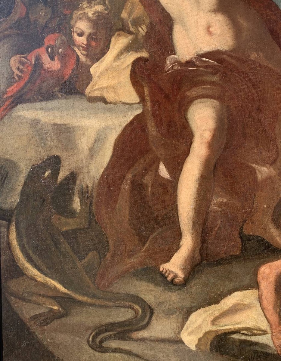 Francesco Solimena (Canale di Serino 1657 - Barra 1747) bottega di - Allegoria dell’America.-photo-1