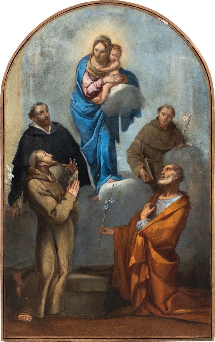 Giulio Carpioni (Venezia 1613 - Vicenza 1678) - Madonna con Bambino tra i santi.