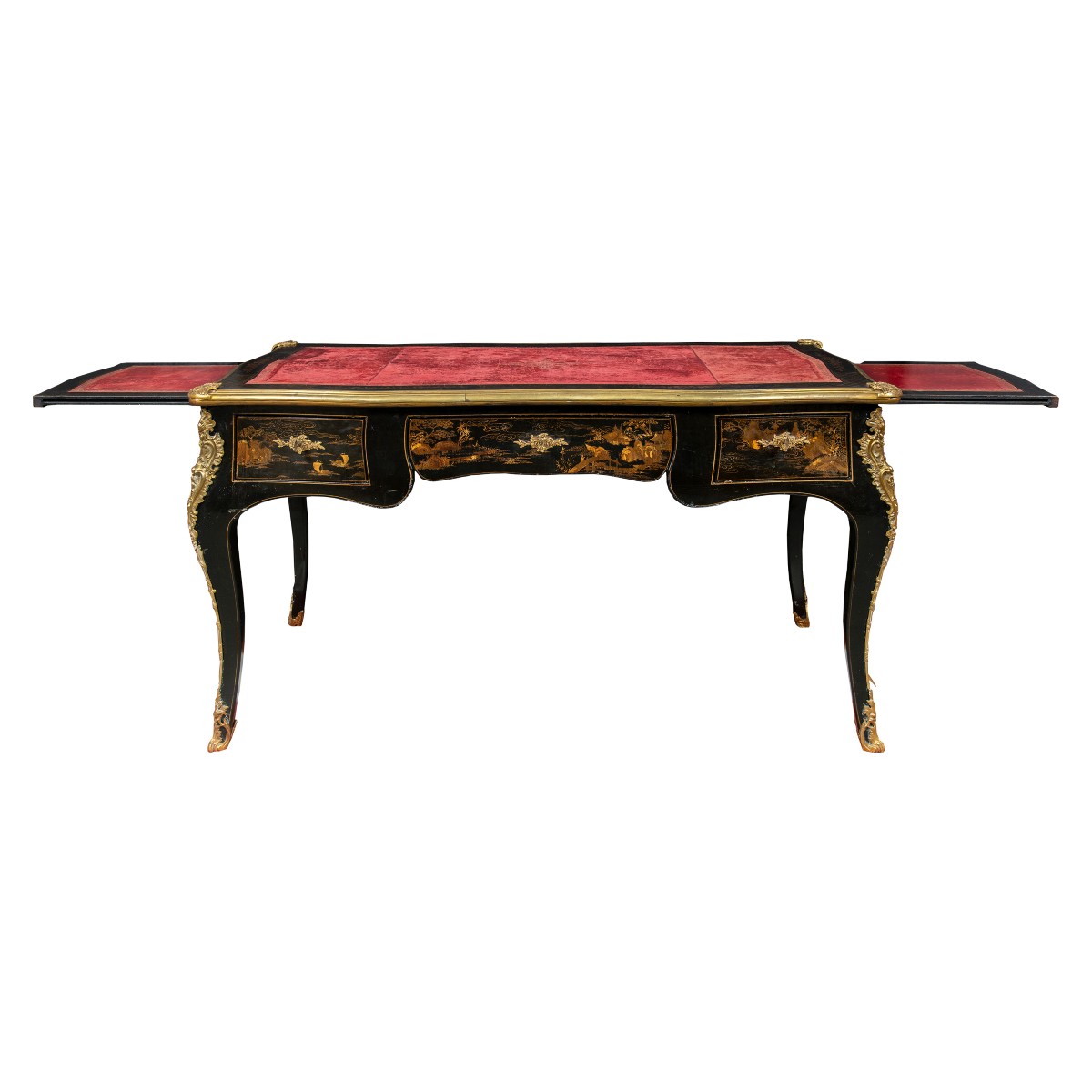 Scrivania Bureau Plat in legno laccato “a Chinoiserie” e applicazioni in bronzo dorato - XIX.-photo-3