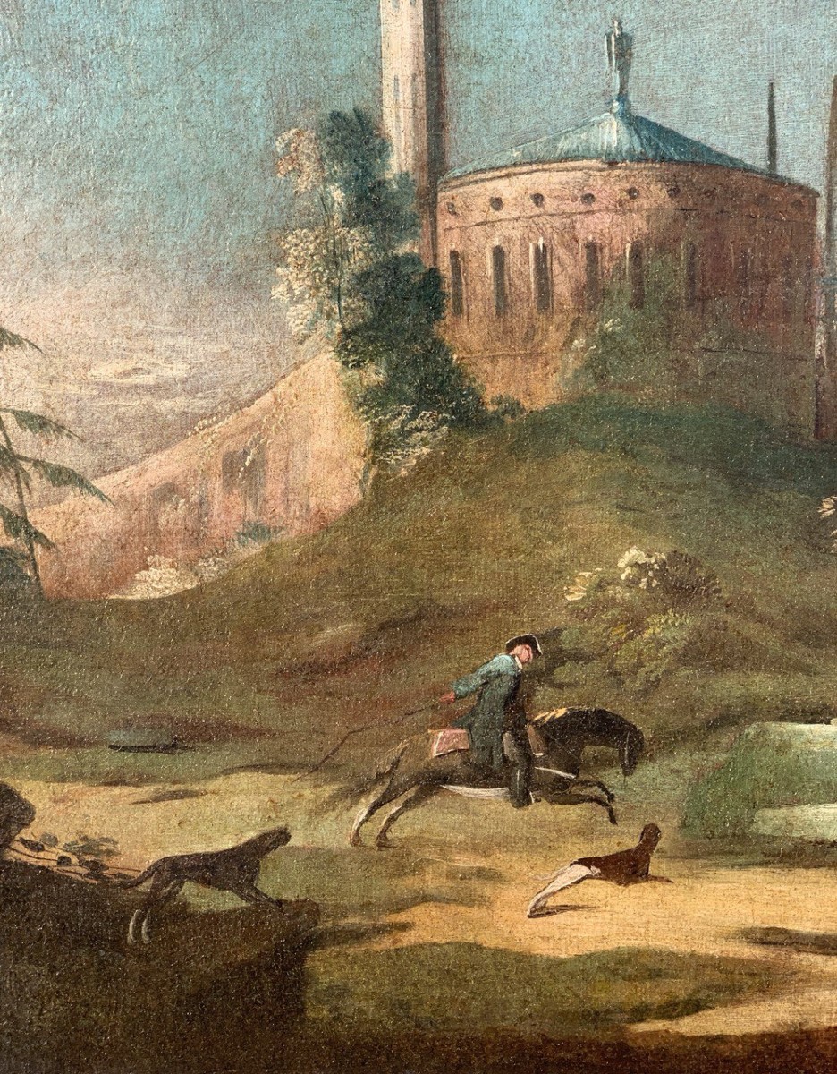 Antonio Stom (Venezia 1688 - Venezia 1734) - Capriccio architettonico con rovine classiche.-photo-2