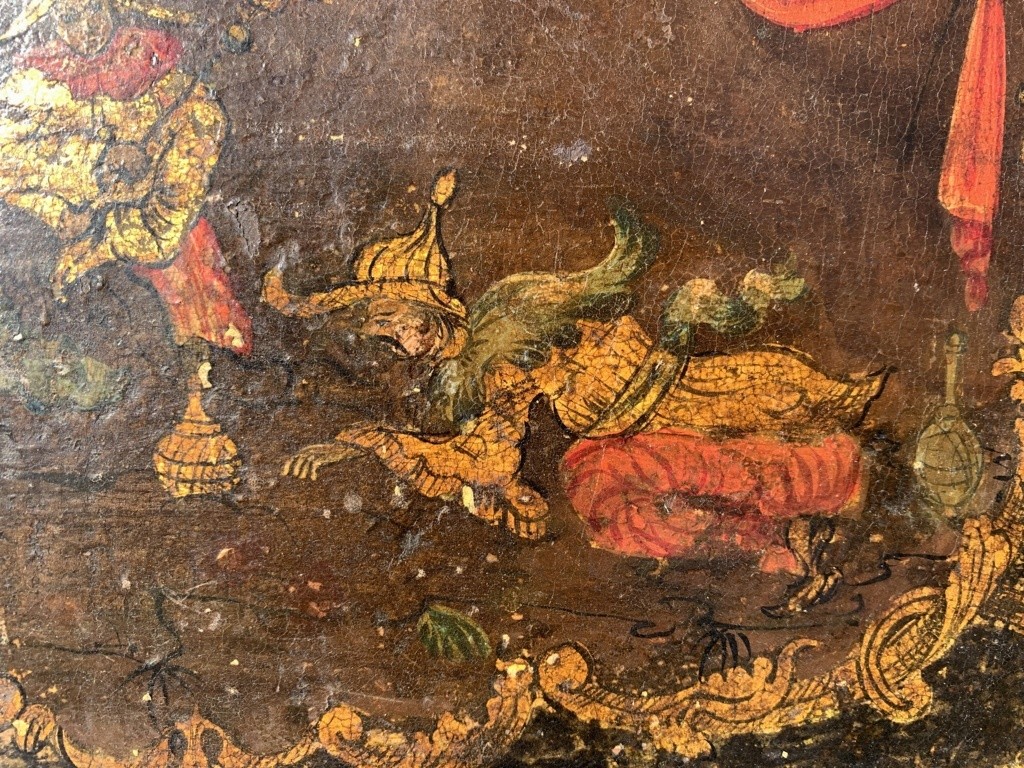 Vassoio in legno laccato e dipinto. Venezia, XVIII secolo.-photo-4