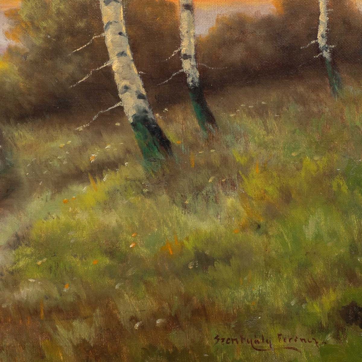 Pittore inglese (XIX sec.) - Paesaggio con gregge al tramonto.-photo-3