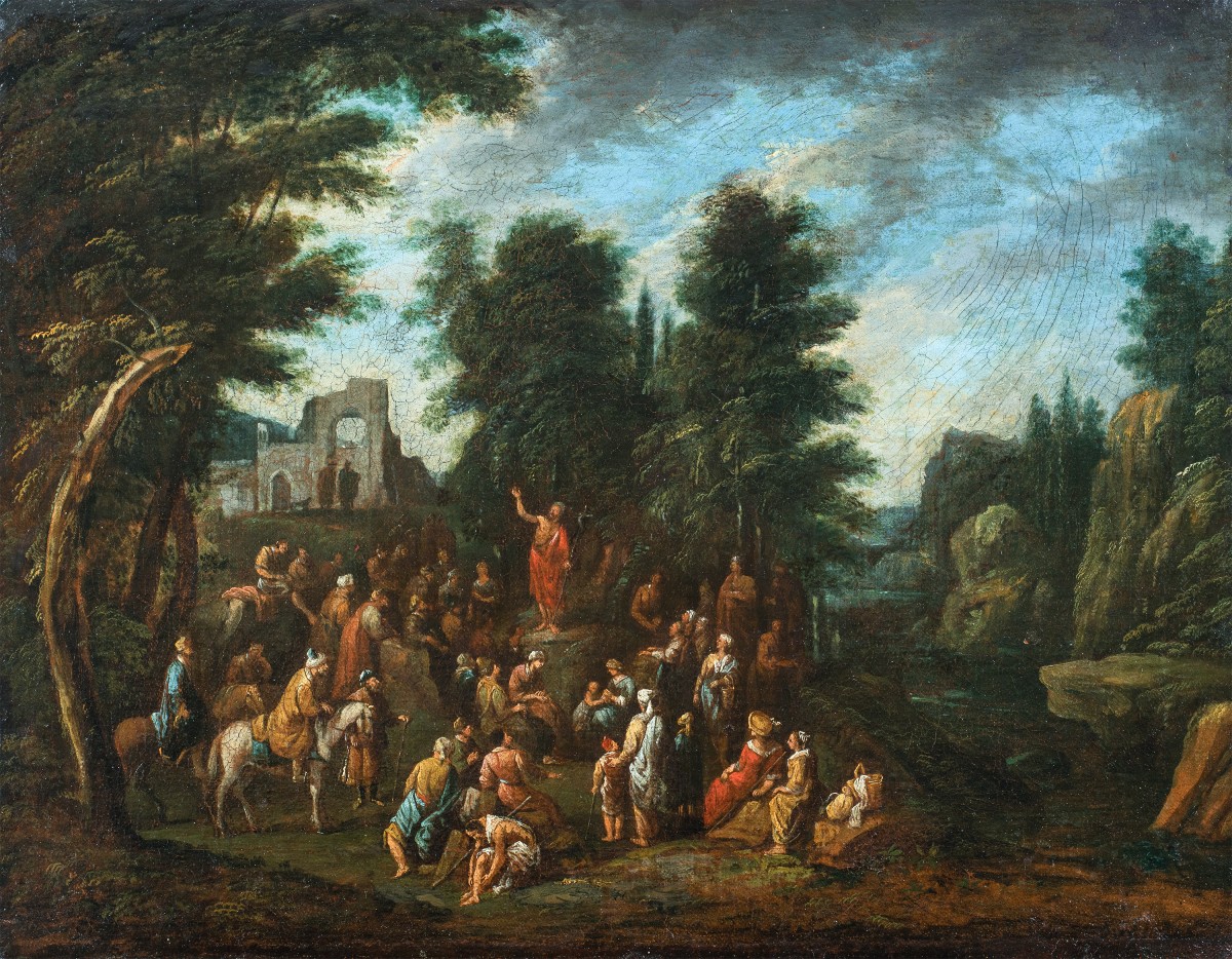 Maestro fiammingo attivo in Italia (XVII sec.) - Predica di S. Giovanni Battista.