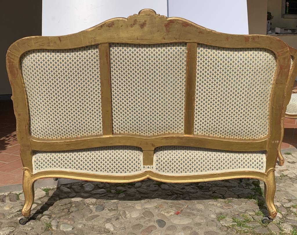 Salotto in legno intagliato e dorato. Francia, XIX secolo.-photo-4