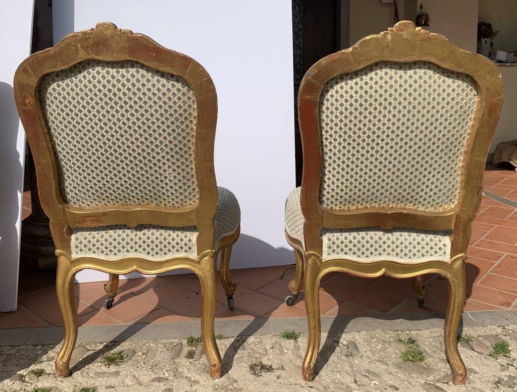 Salotto in legno intagliato e dorato. Francia, XIX secolo.-photo-1