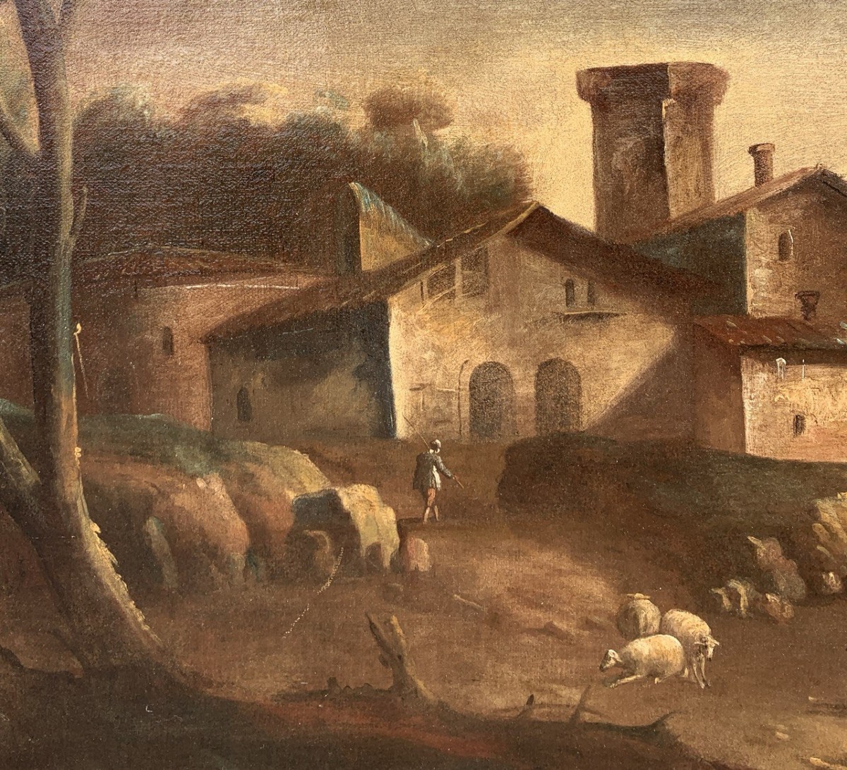 Francesco Tironi (Venezia 1745 - Venezia 1797) - Paesaggio veneto con pastori e armenti. -photo-1