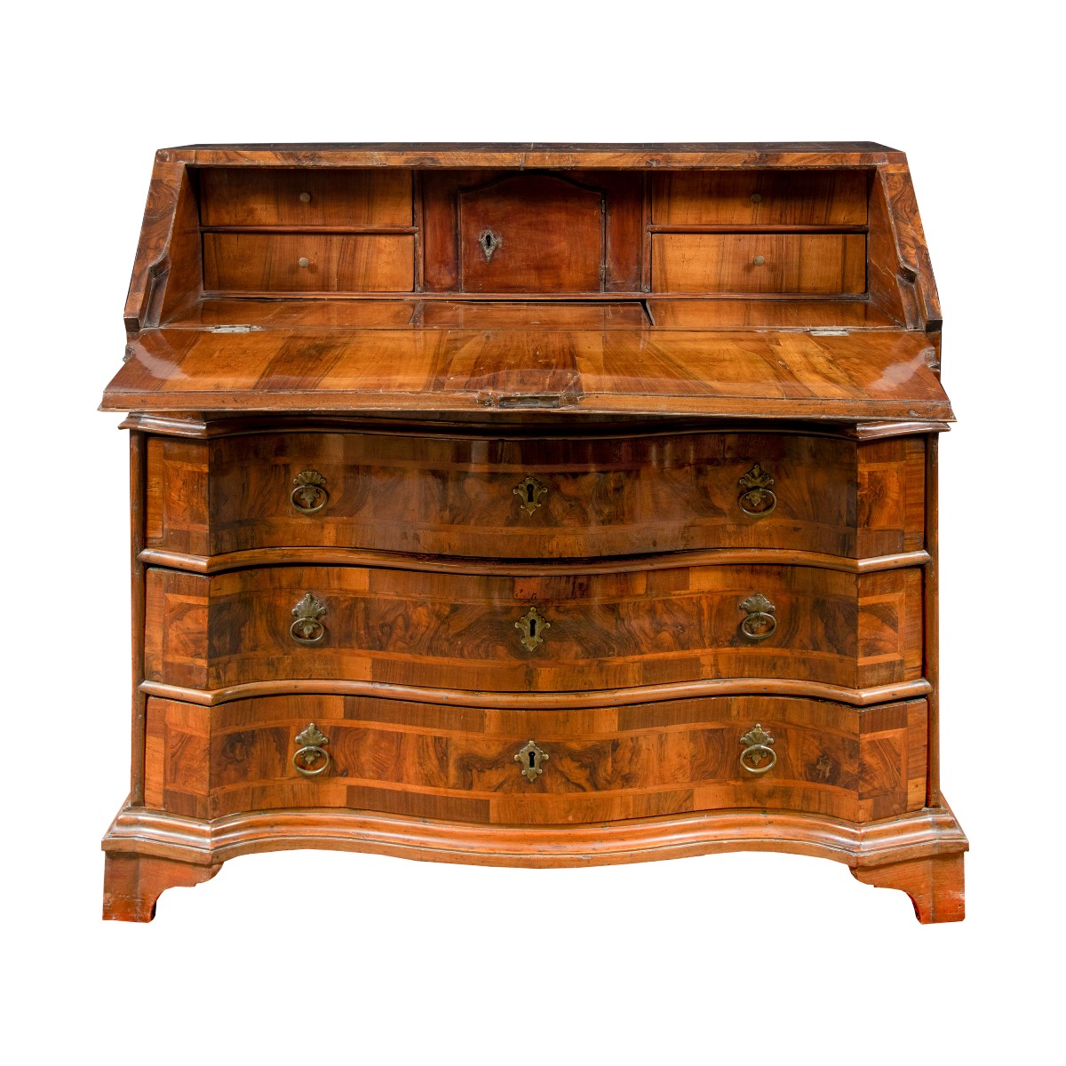 Cassettone a ribalta lastricato in noce e radica. Venezia, XVIII secolo. -photo-2