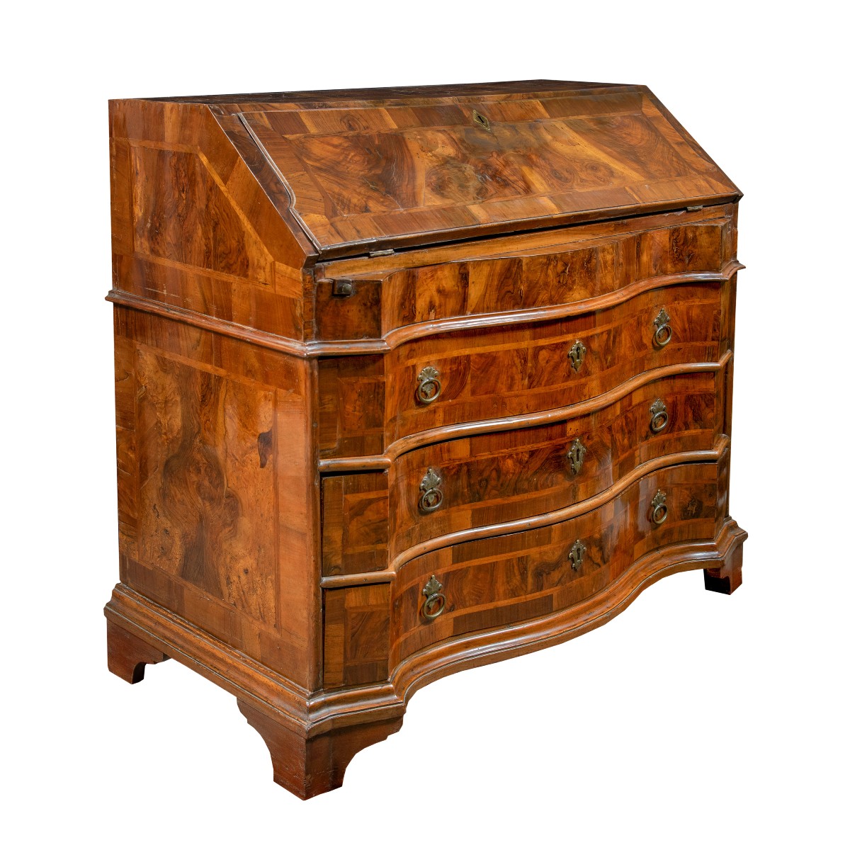 Cassettone a ribalta lastricato in noce e radica. Venezia, XVIII secolo. -photo-3