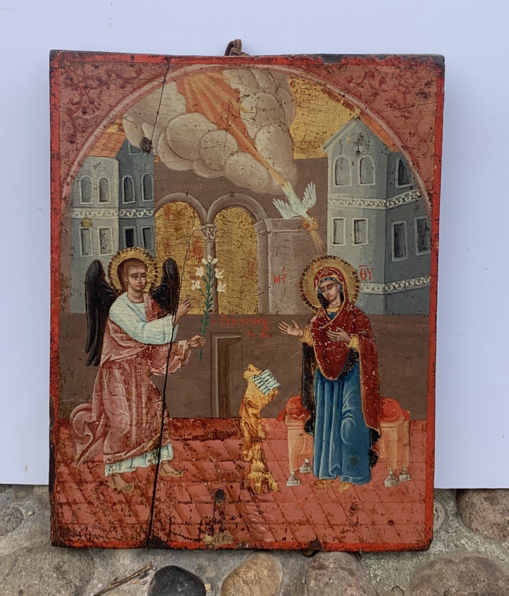 Icona greco-ortodossa (XIX sec.) - Annunciazione.-photo-4