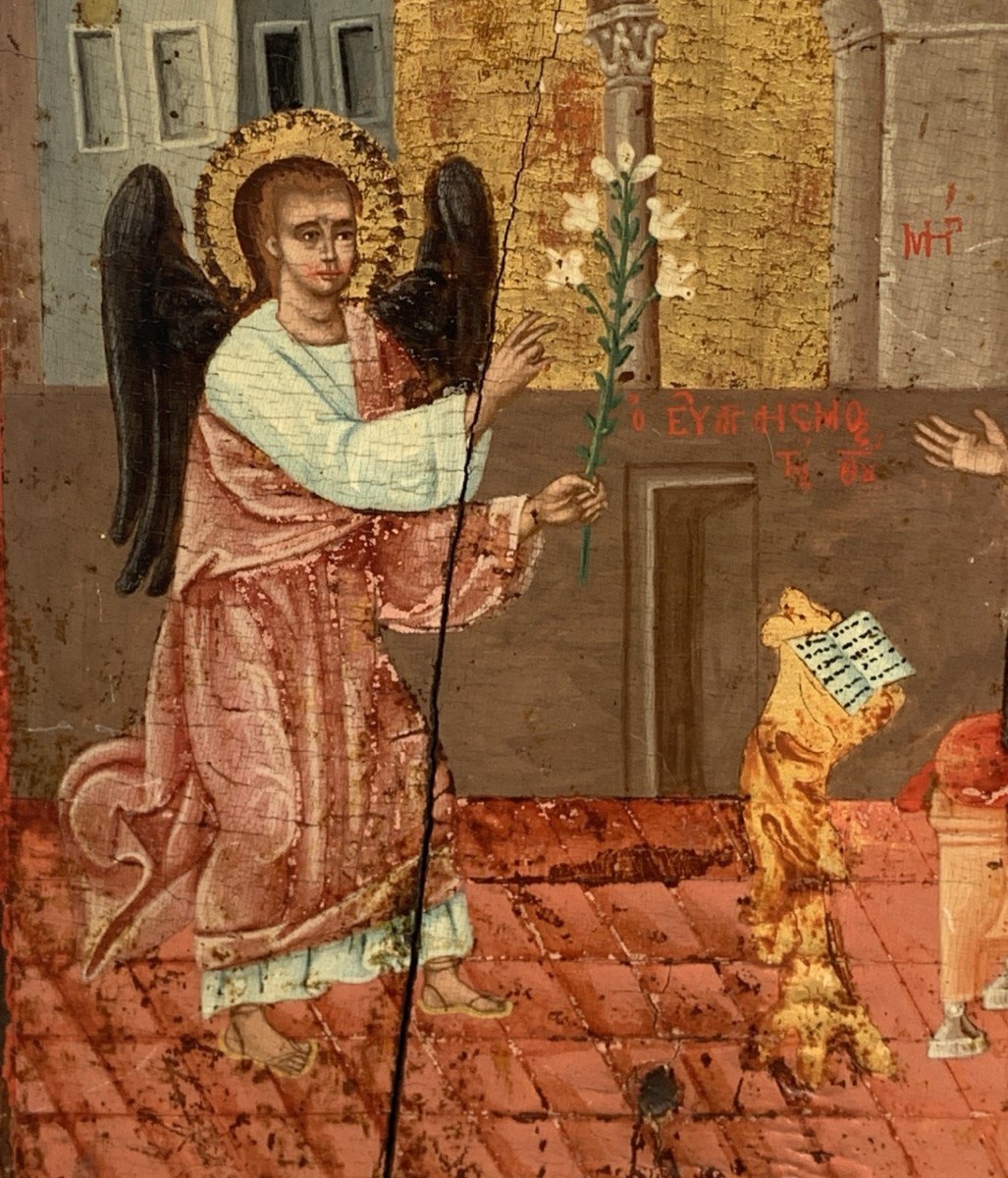 Icona greco-ortodossa (XIX sec.) - Annunciazione.-photo-2